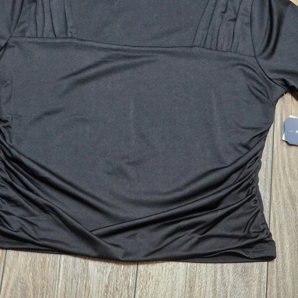 Melrose and Market Nordstrom NWT Black Ruched Square Neck Top Size L NEW